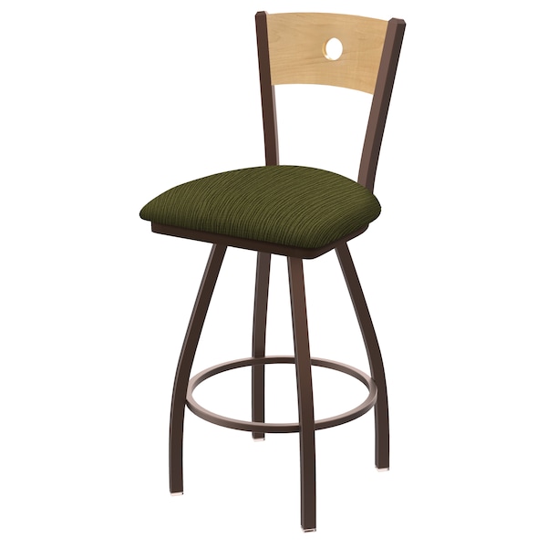 36" Swivel Counter Stool, Black Wrinkle, Nat Back, Graph Parrot Seat